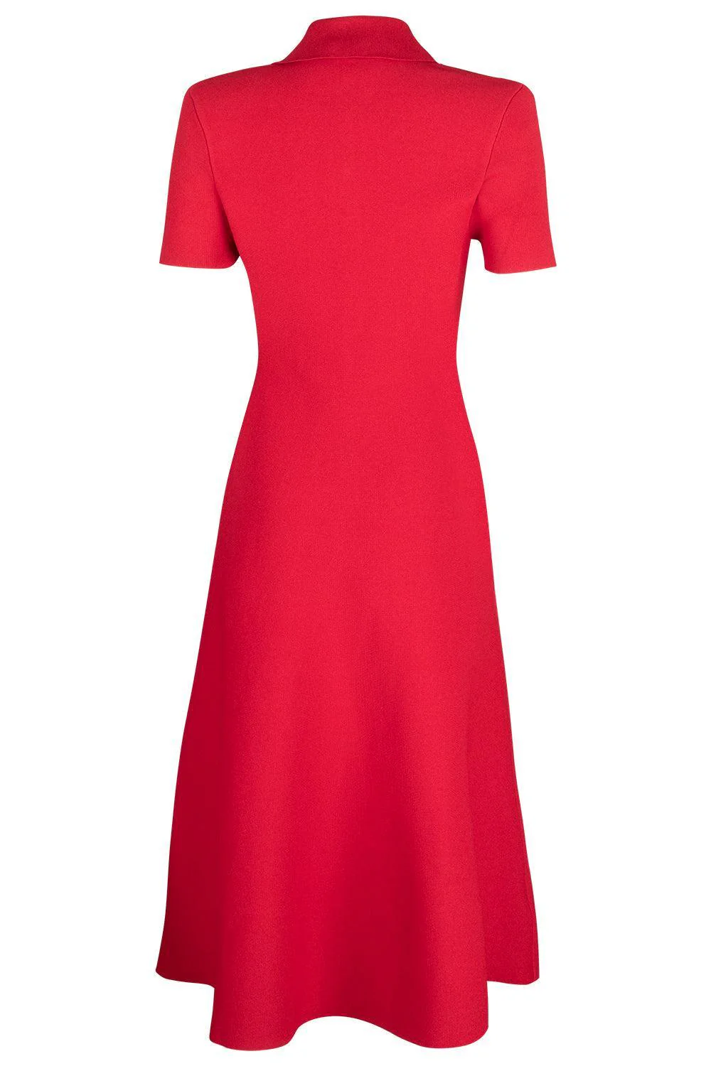 Collared Midi Shirt Dress - Red - Image 7