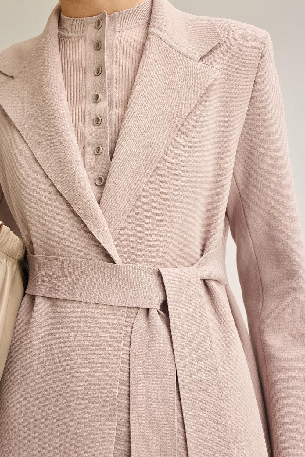 Crepe Knit Trench With Tie - Image 4