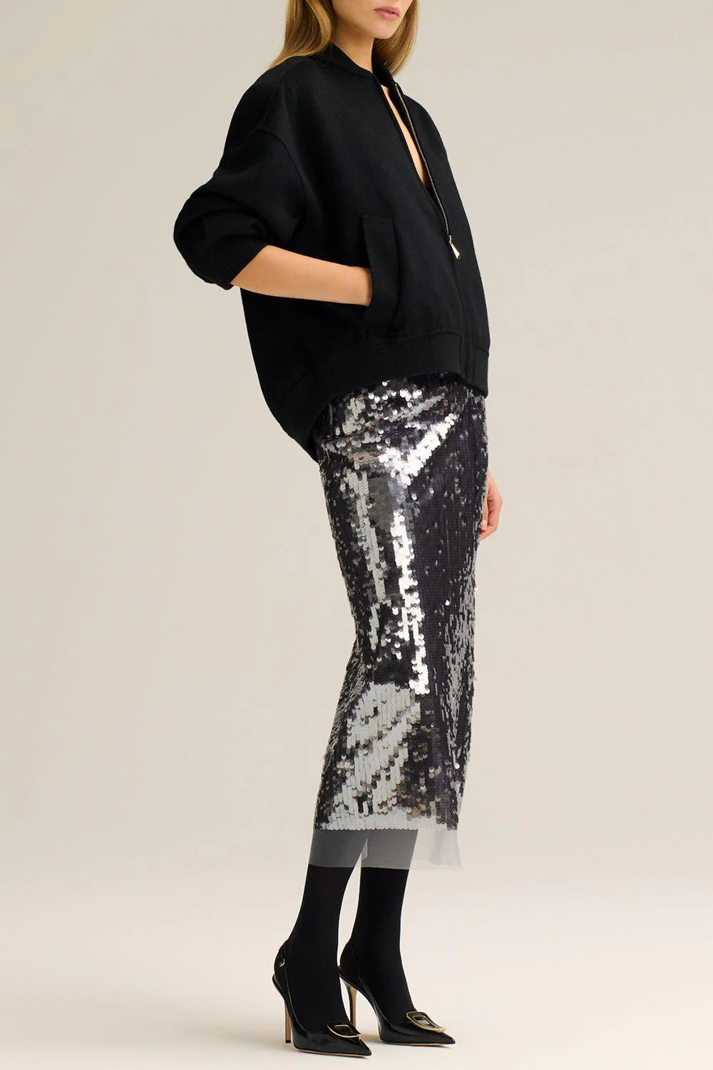 Sequin Midi Pencil Skirt - Image 3