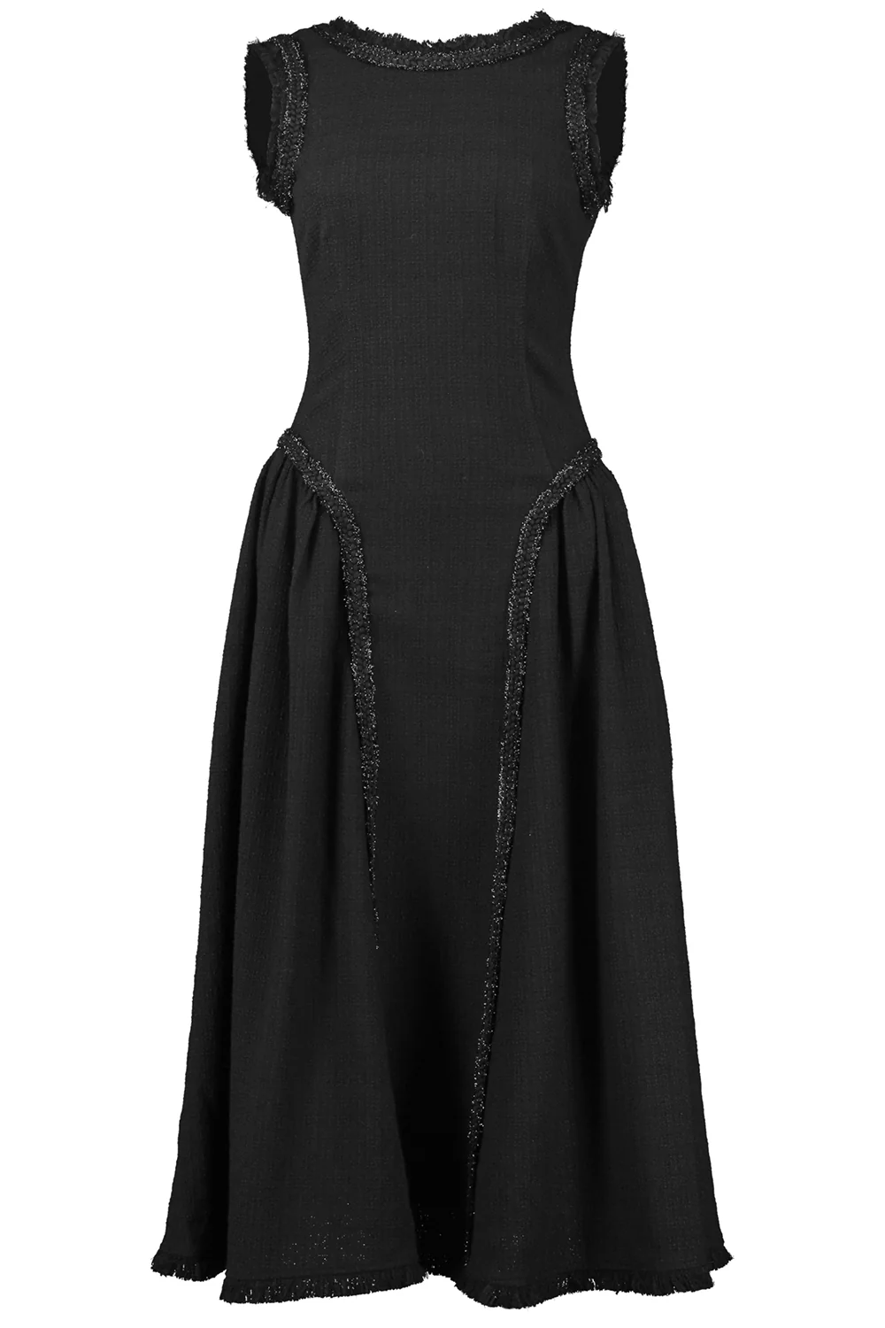 Fray Trim Midi Dress