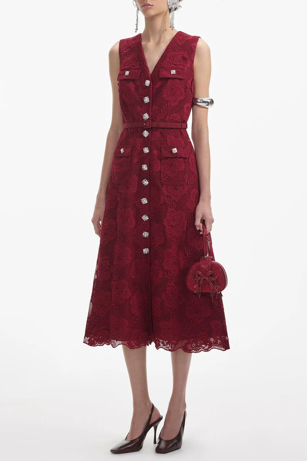 Lace Buttoned Midi Dress - Image 2