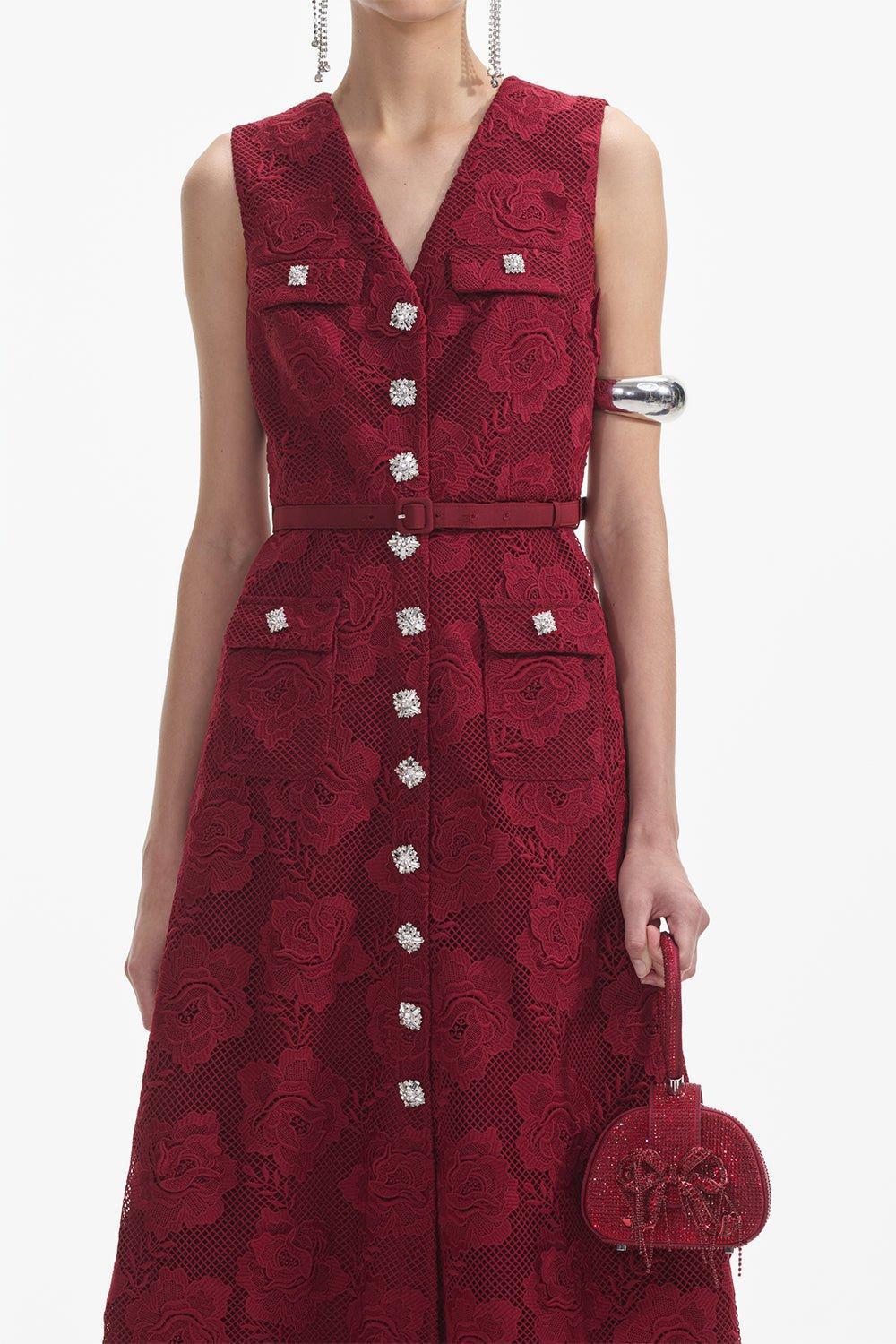 Lace Buttoned Midi Dress - Image 3