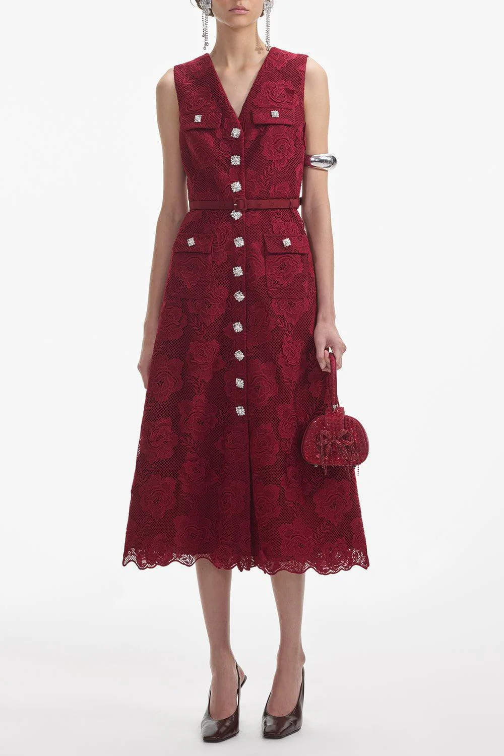 Lace Buttoned Midi Dress - Image 4