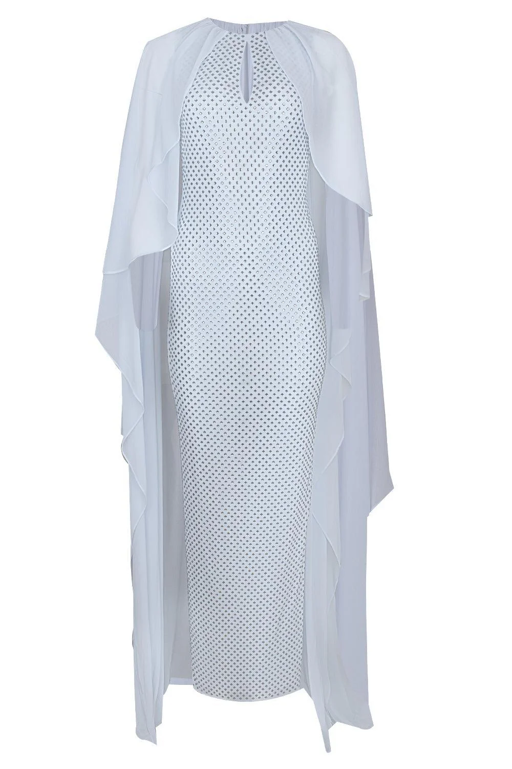 Rhinestone Cape Maxi Dress
