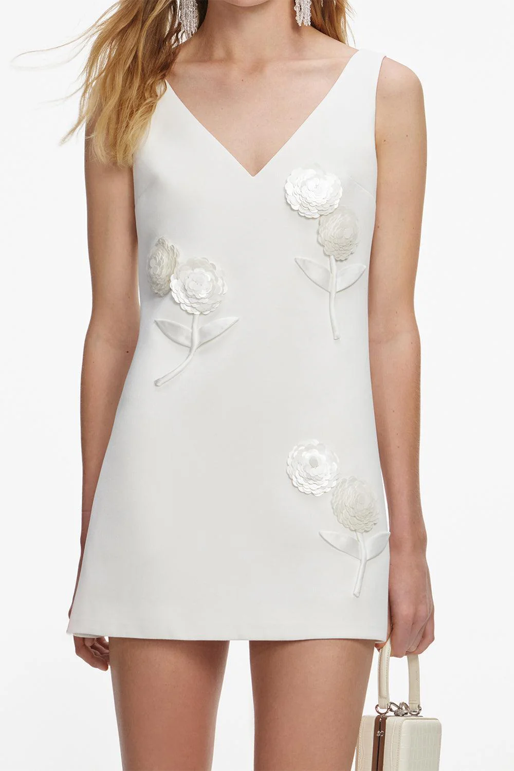 Sleeveless Embellished Flower Mini Dress - Image 2