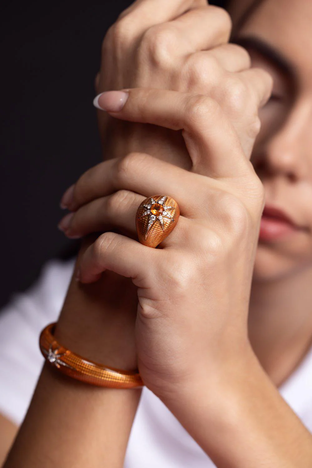 Aida Orange Enamel Ring - Image 2