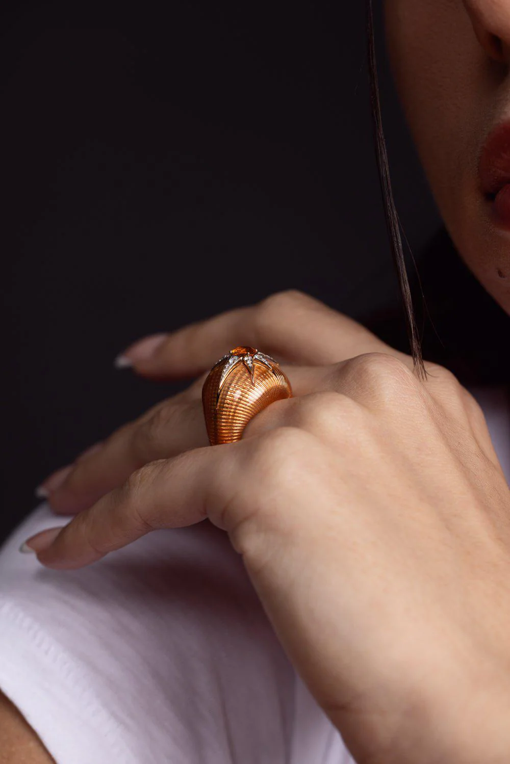 Aida Orange Enamel Ring - Image 4