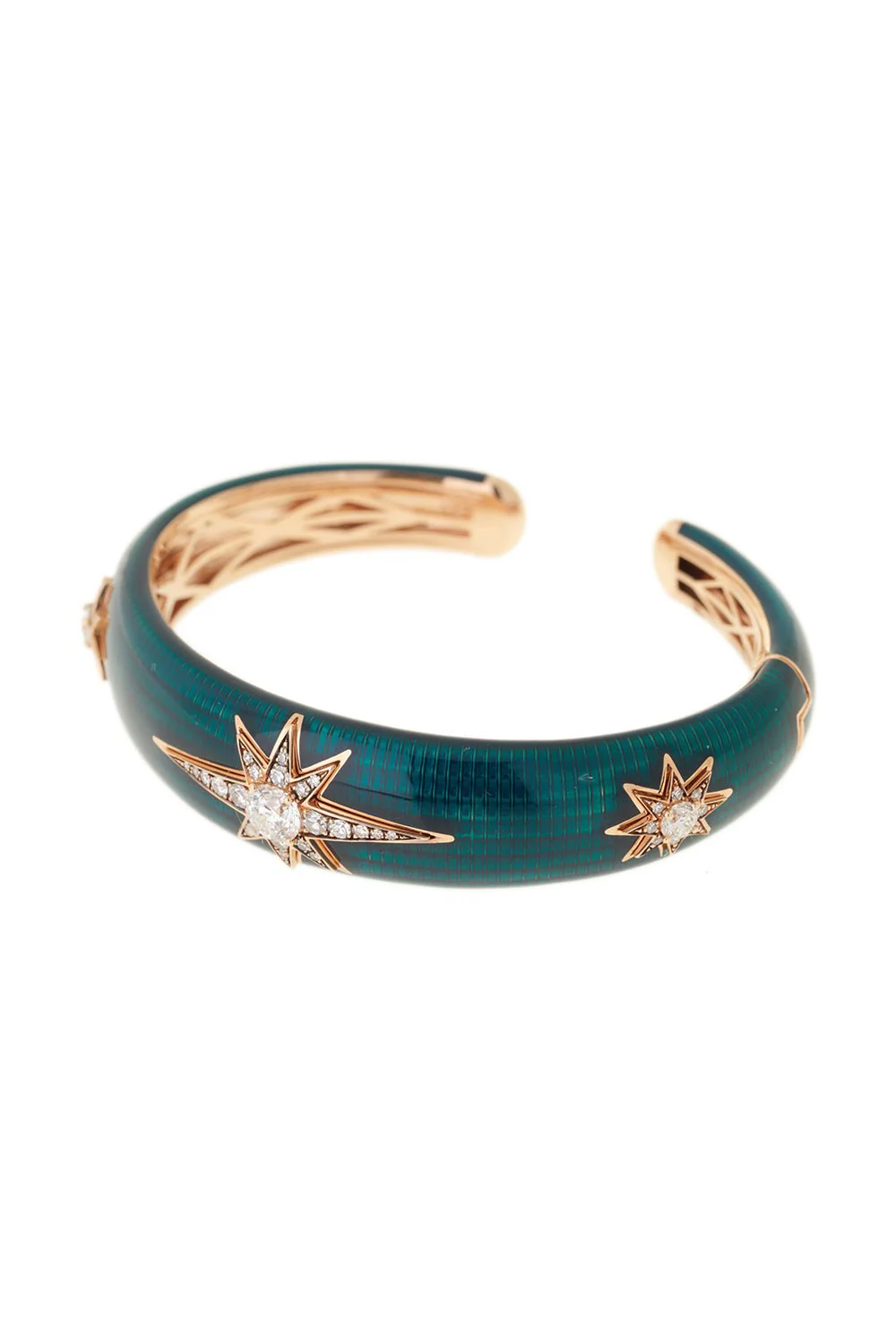 Aida Petrol Enamel Diamond Cuff Bracelet
