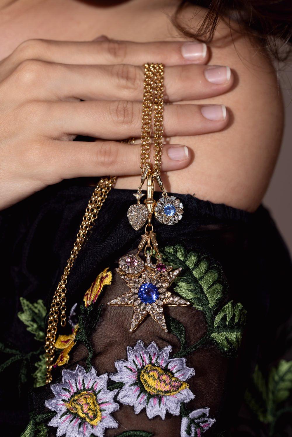 Blue Sapphire Flower Charm - Image 3