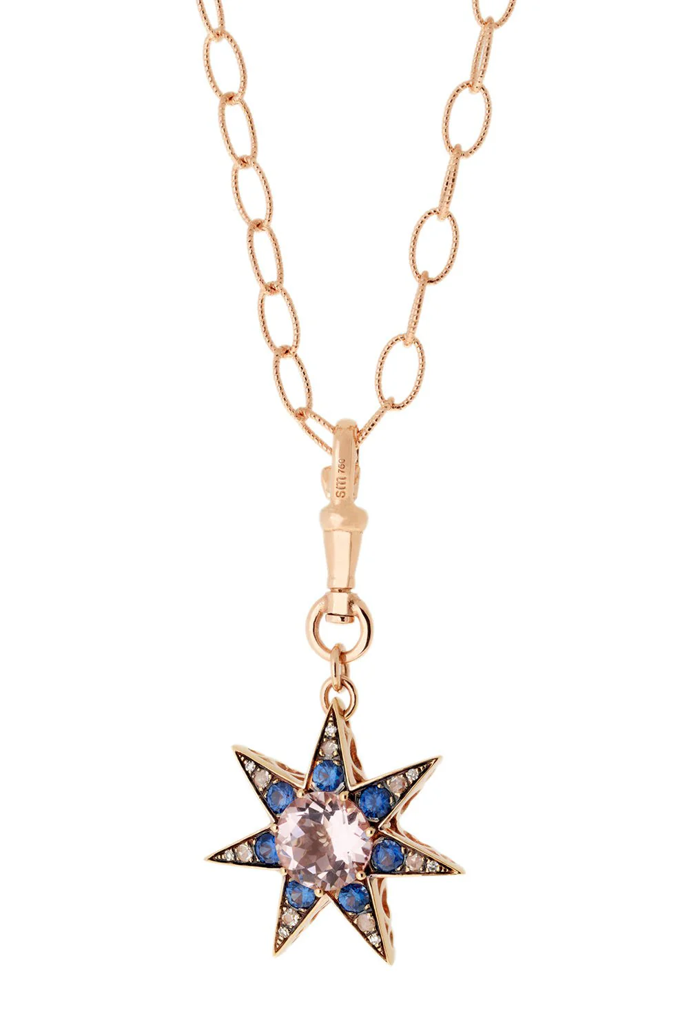 Blue Sapphire Morganite Star Necklace