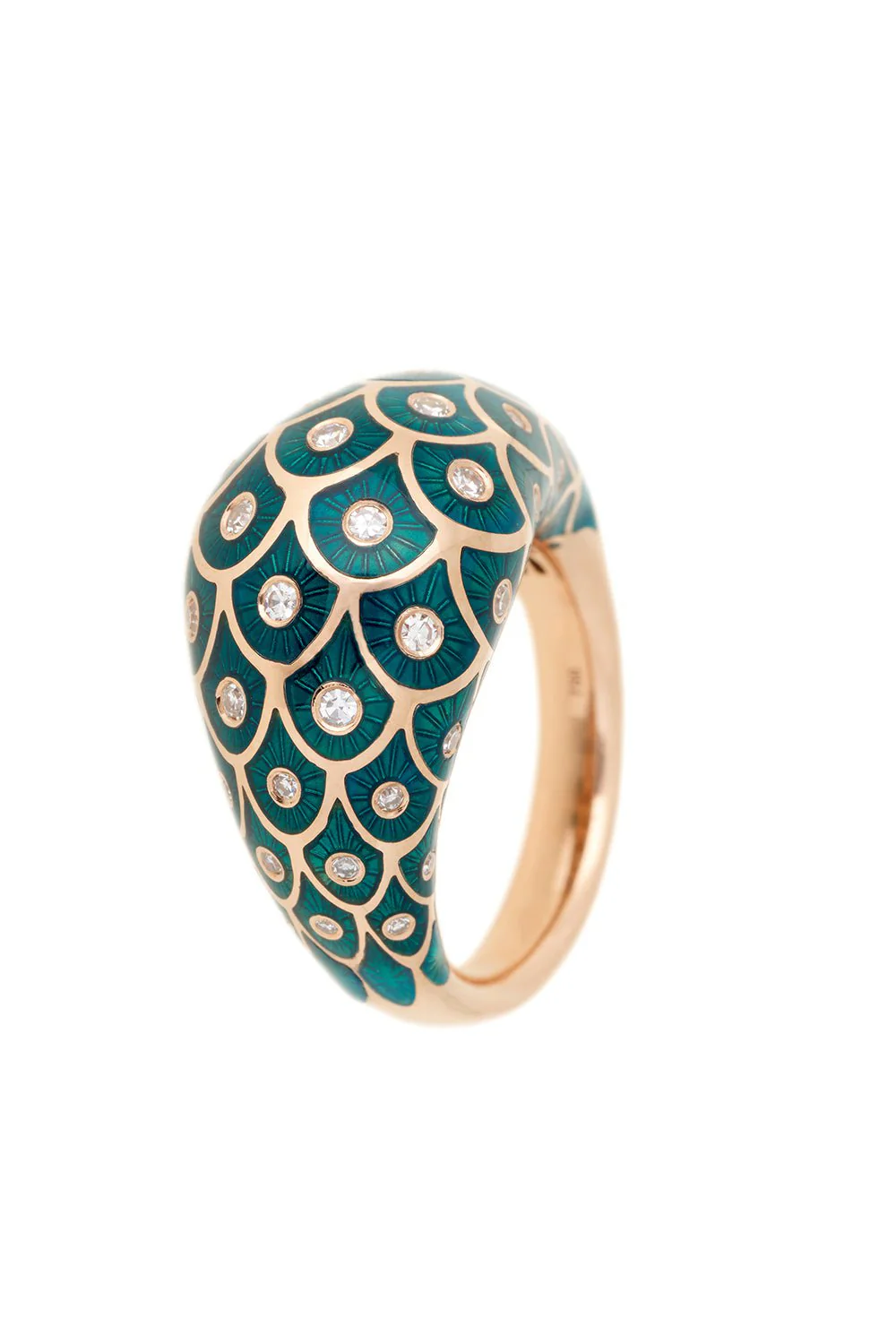 Fish For Love Petrol Enamel Diamond Ring