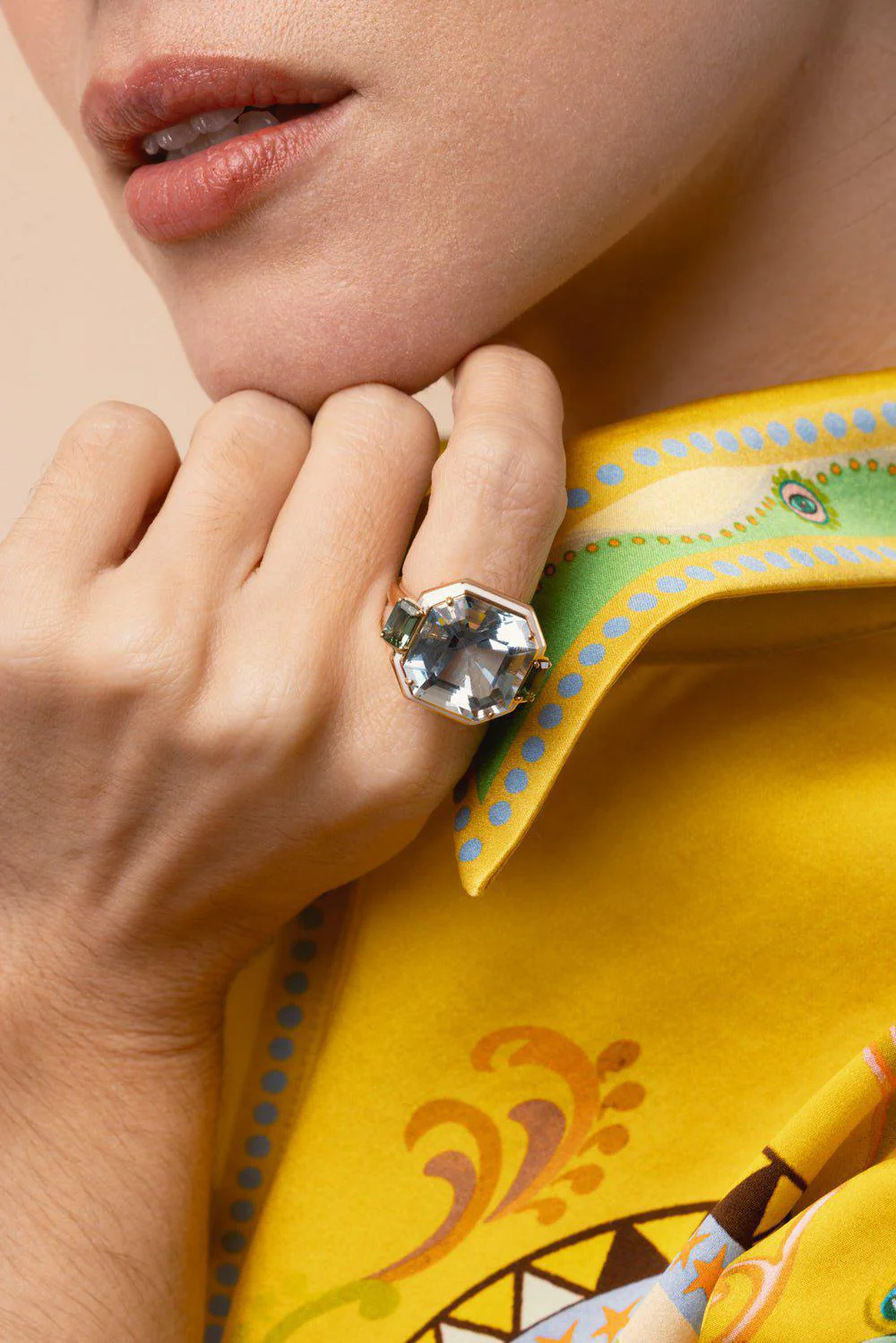 Gemma Enamel Tourmaline Aquamarine Ring - Image 2