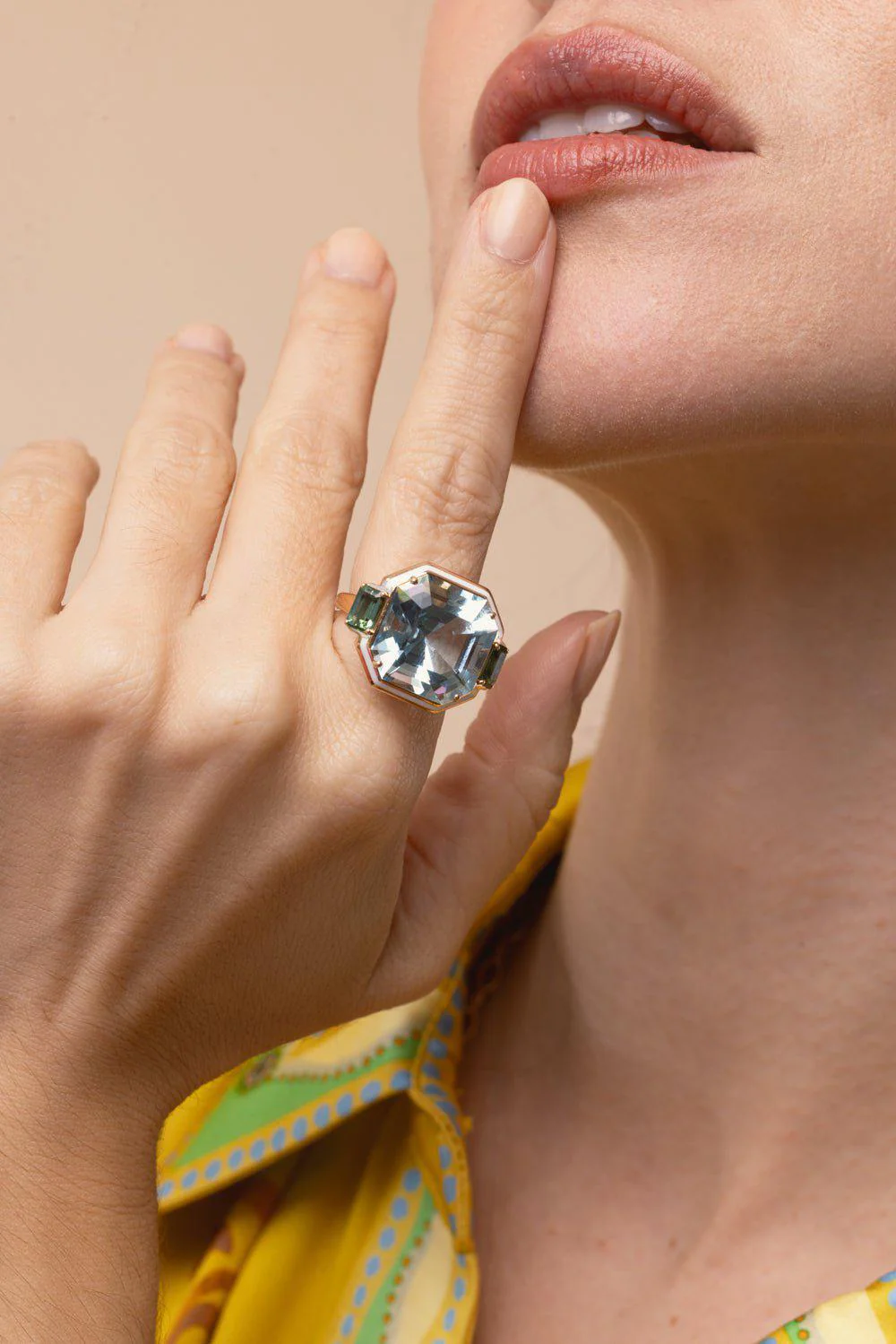 Gemma Enamel Tourmaline Aquamarine Ring - Image 3