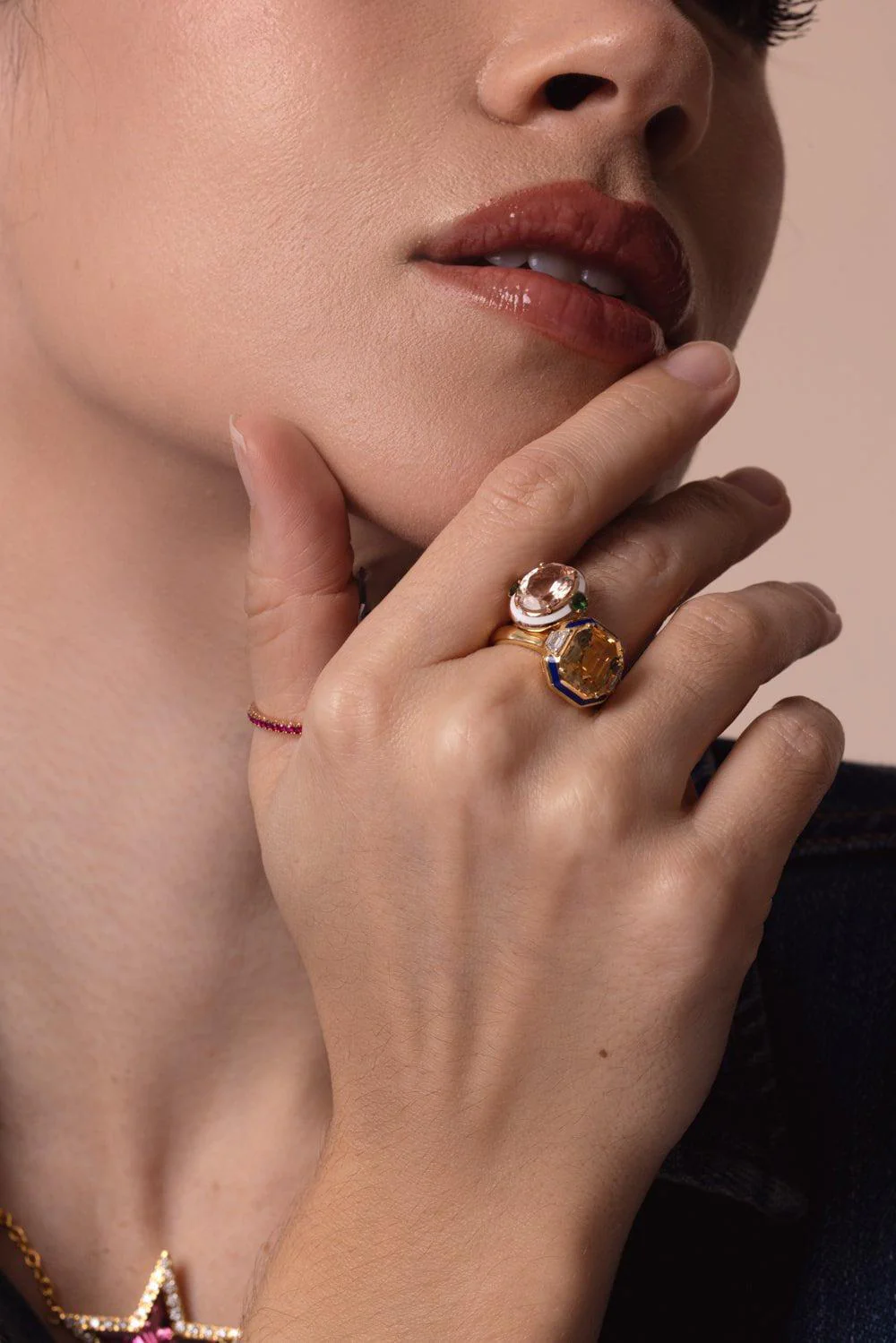 Gemma Enamel Morganite Ring - Image 2