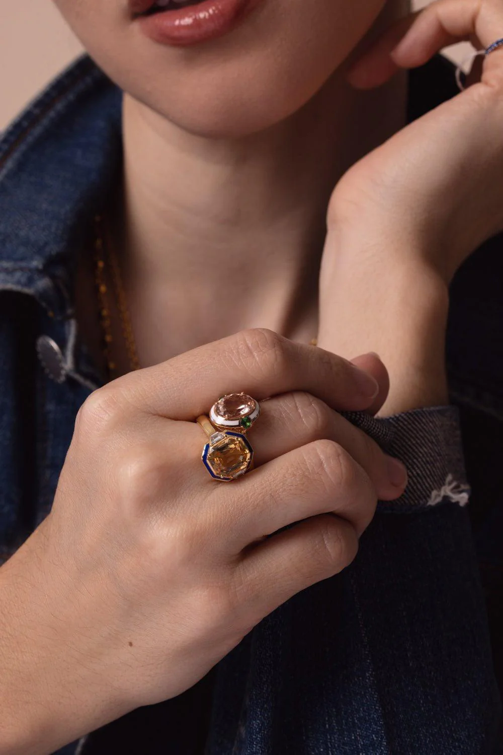 Gemma Enamel Morganite Ring - Image 3