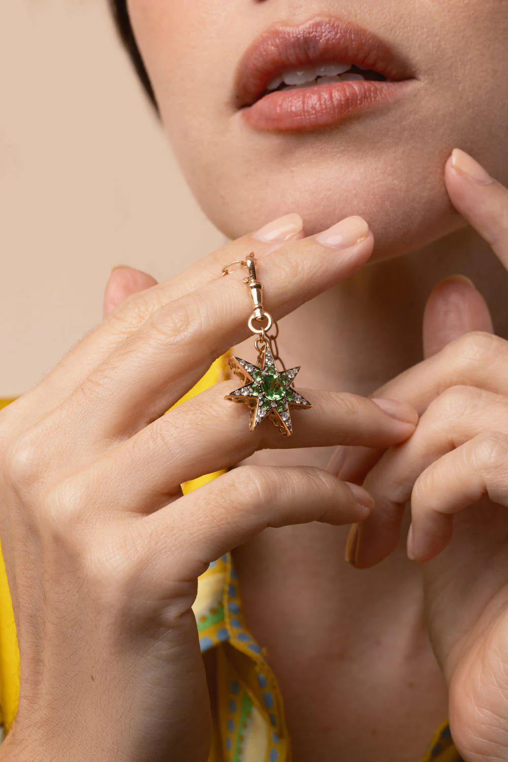 Istanbul Tsavorite Diamond Star Pendant Necklace - Image 3