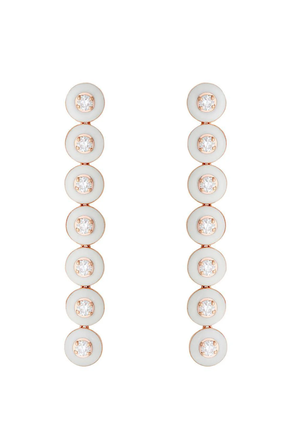 Ivory Enamel Diamond Drop Earrings