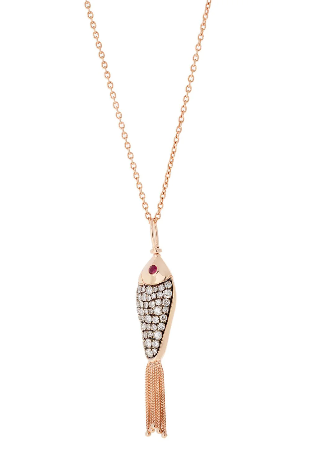 Large Enamel Diamond Fish Necklace - Image 6