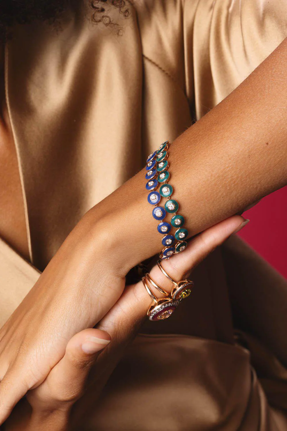 Mina Blue Enamel Diamond Bracelet - Image 2