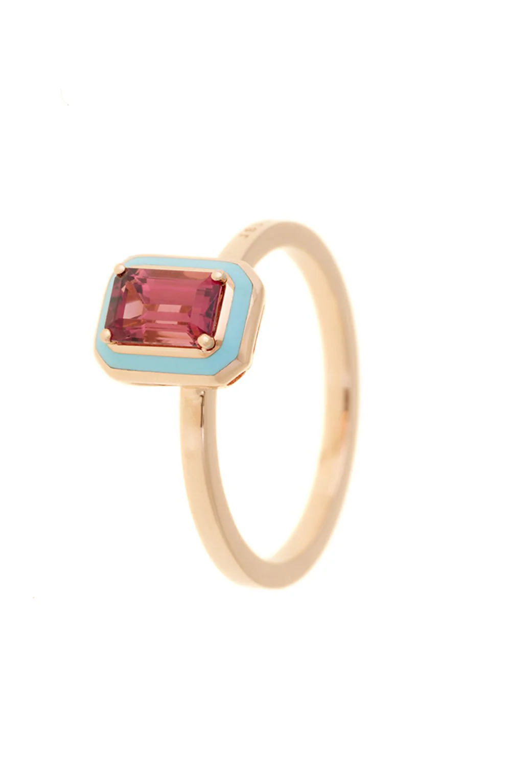 Mina Blue Enamel Pink Tourmaline Ring