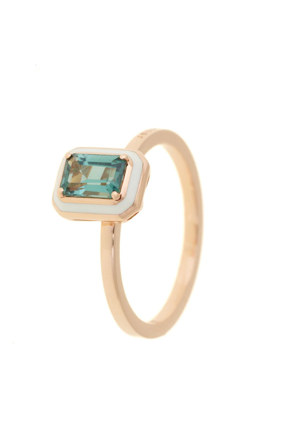Mina Ivory Enamel Blue Tourmaline Ring