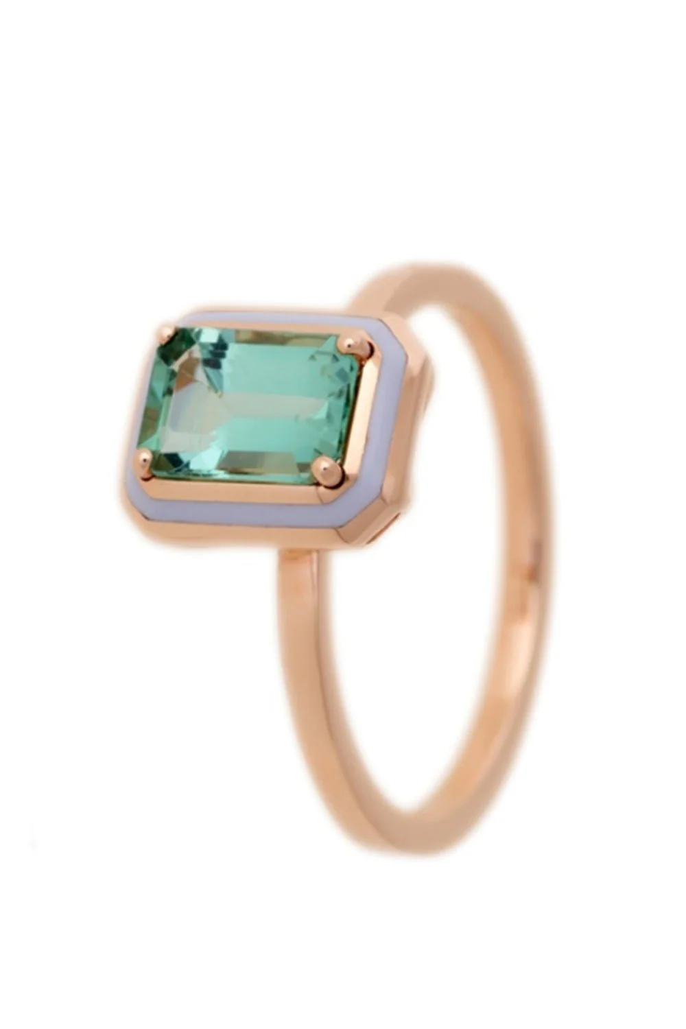 Mina Lilac Enamel Green Tourmaline Ring