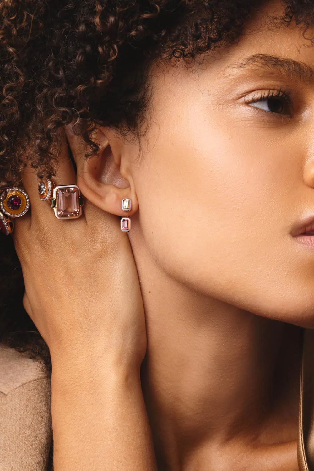 Mina Lilac Enamel Tourmaline Earrings - Image 2