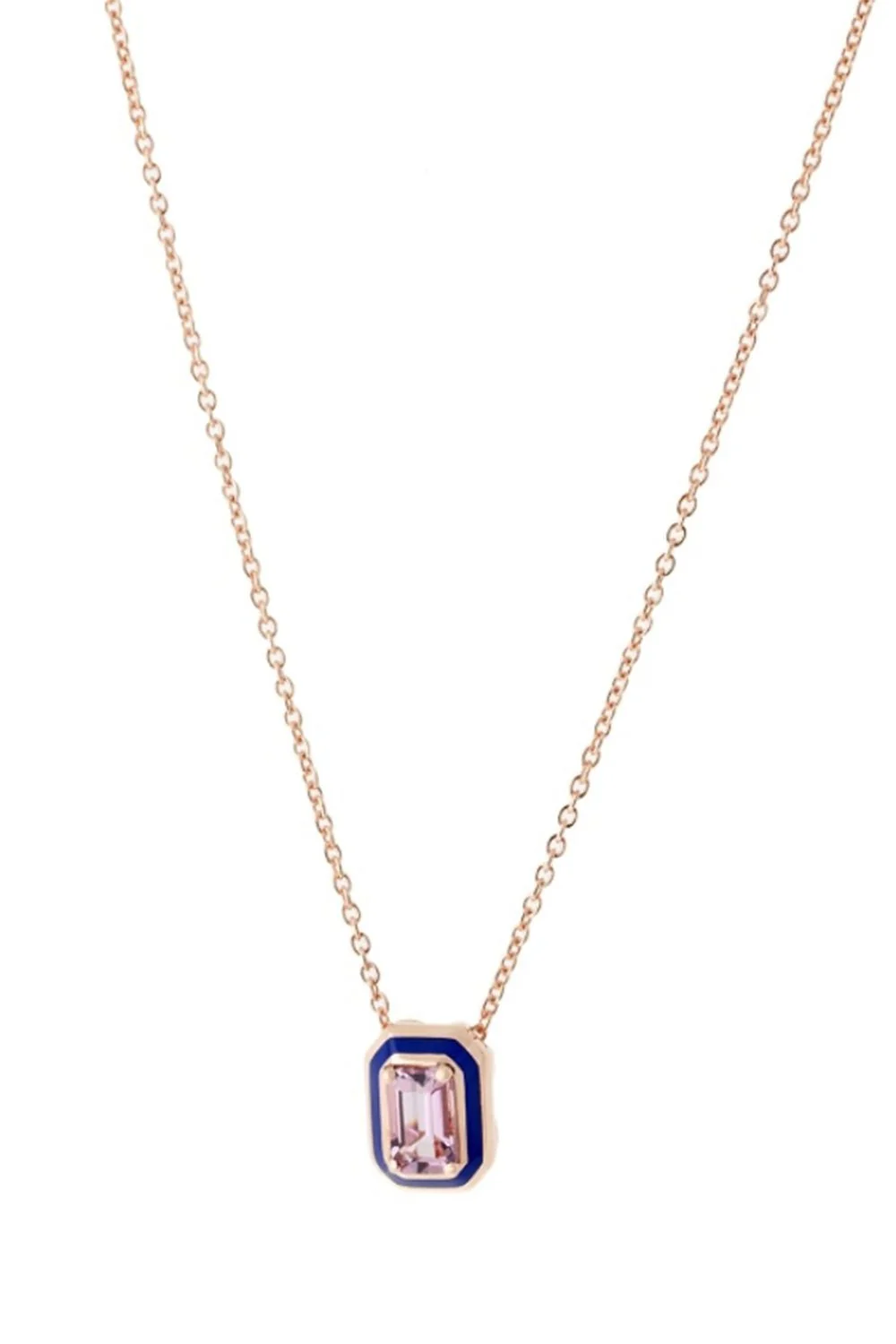 Mina Navy Enamel Mauve Tourmaline Necklace