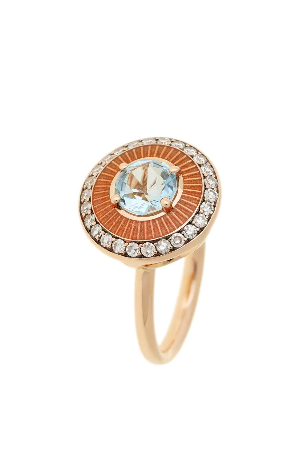 Mina Orange Enamel Aquamarine Ring