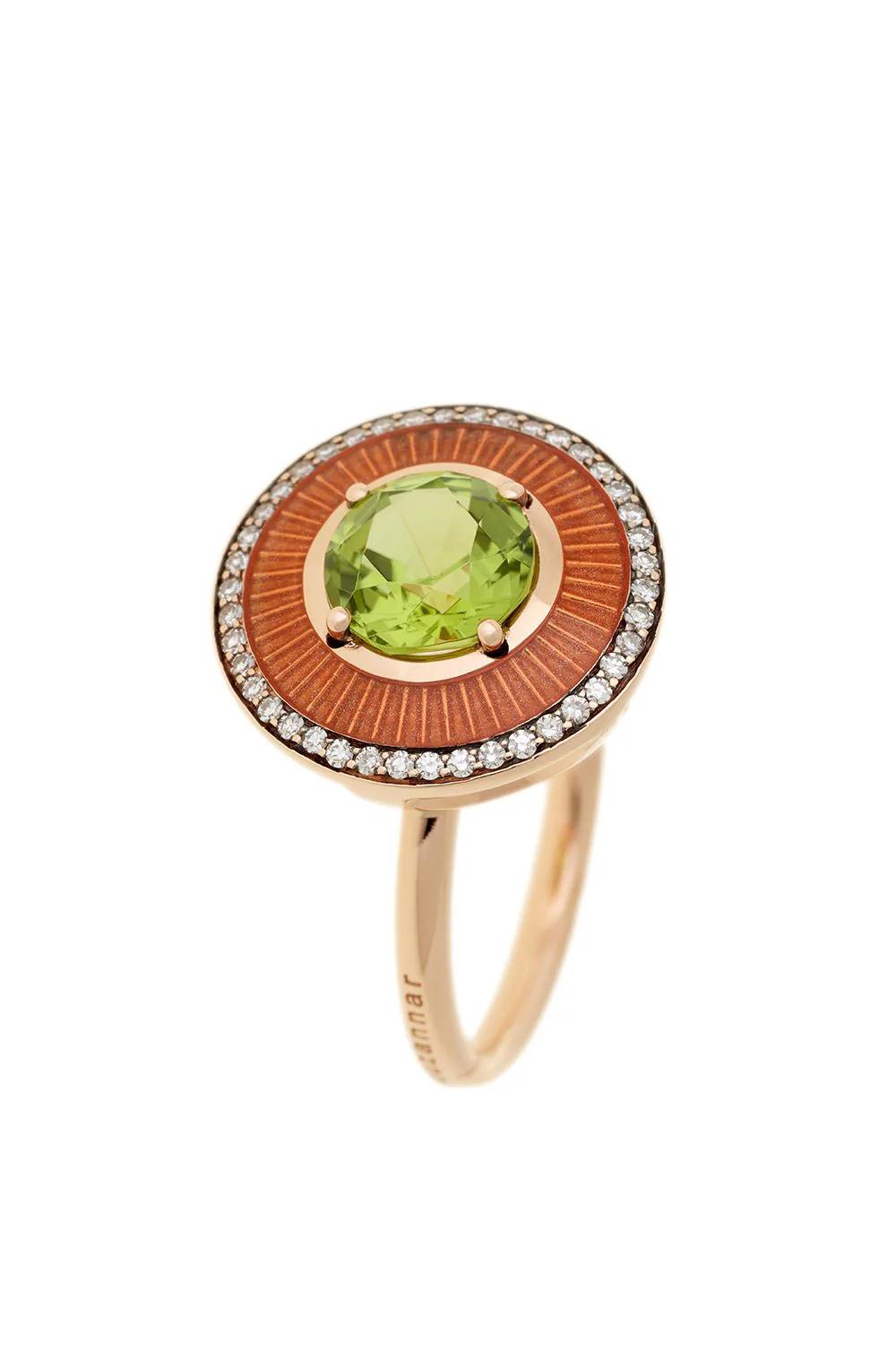 Mina Orange Enamel Peridot Ring
