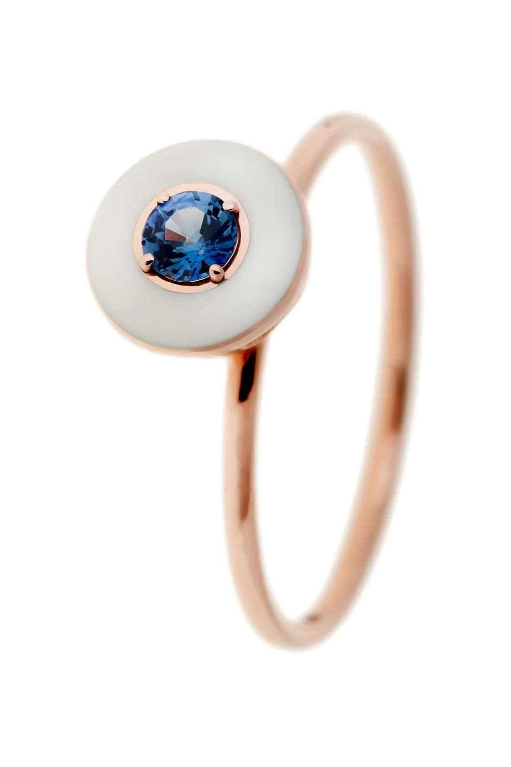 Mina White Enamel Blue Sapphire Ring