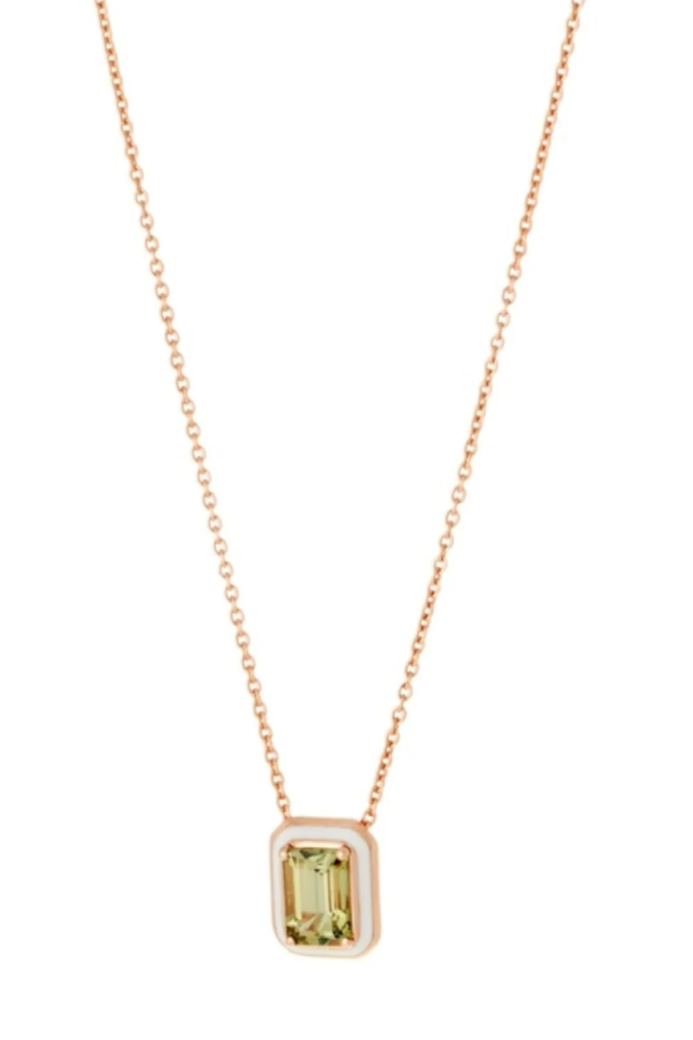 Mina White Enamel Green Tourmaline Necklace
