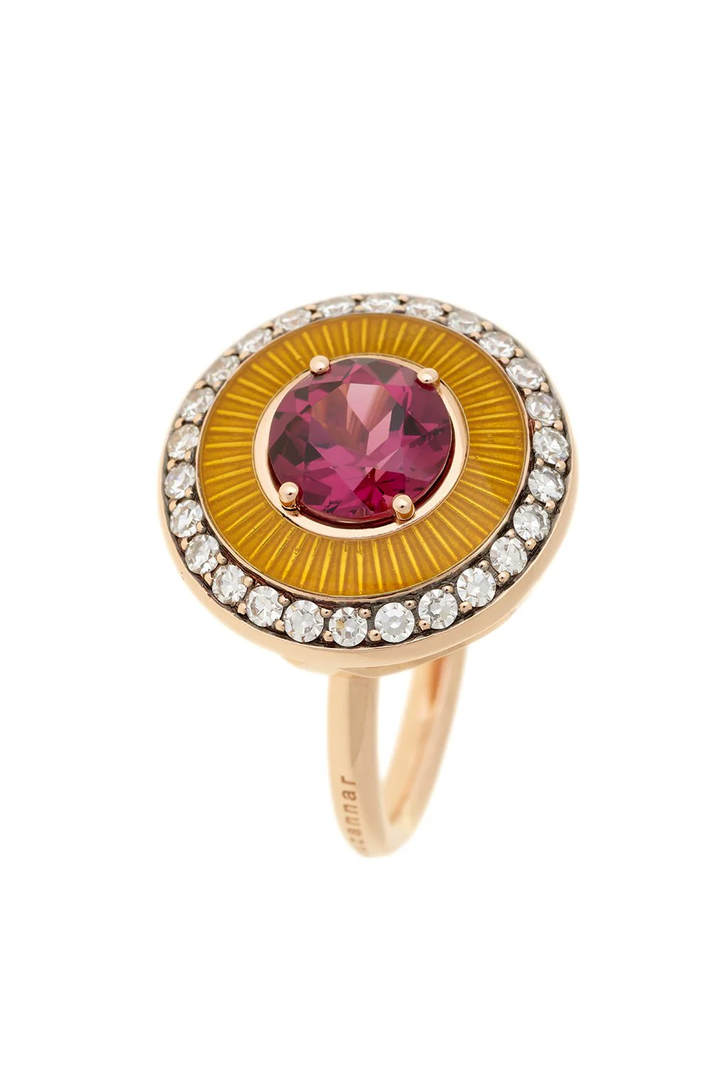 Mina Yellow Enamel Rhodolite Ring