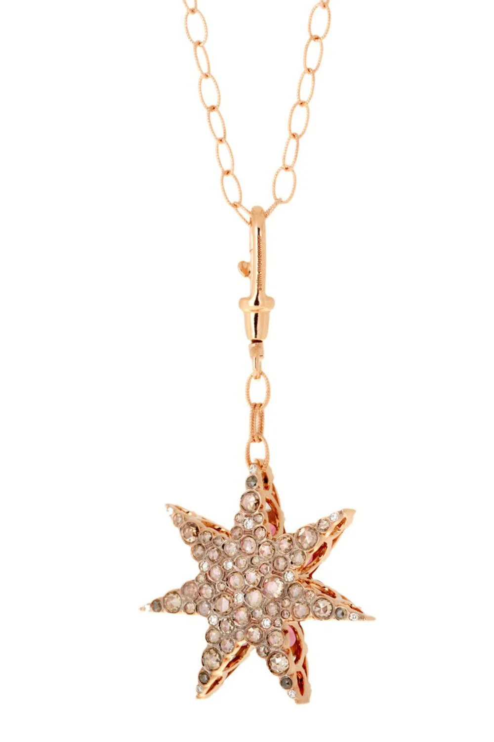 Pink Tourmaline Diamond Star Pendant Necklace - Image 5