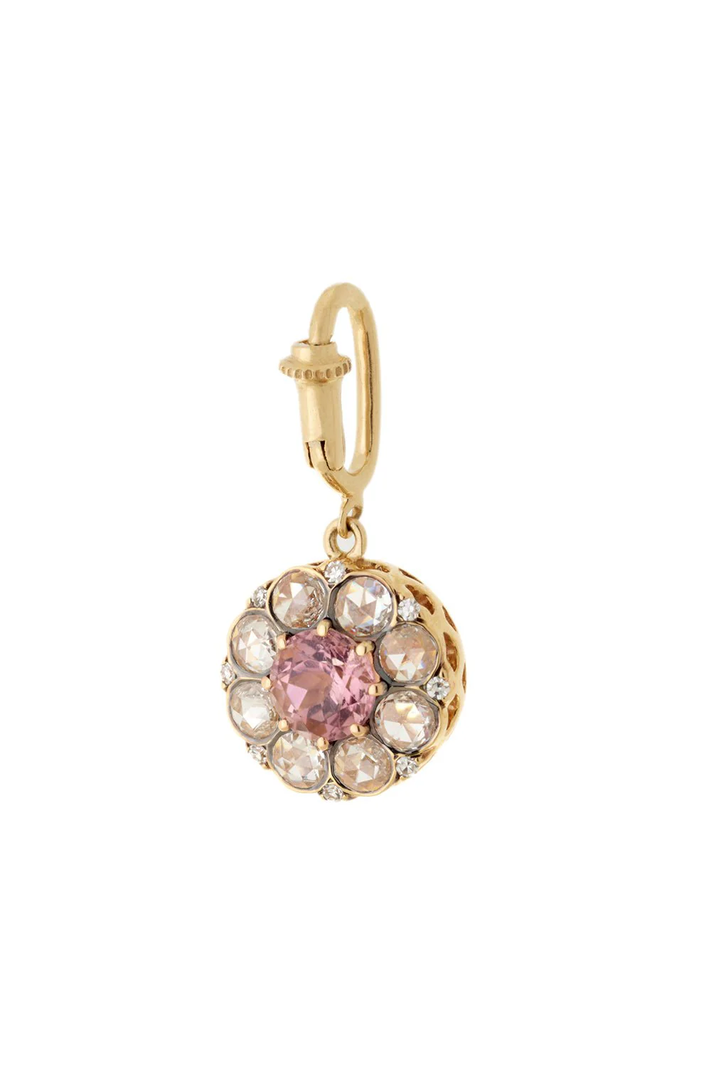 Pink Tourmaline Flower Charm