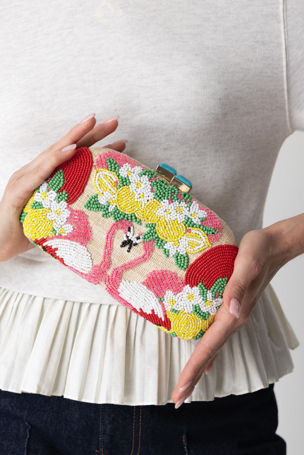 MIA FLAMINGO BEADED CLUTCH - Image 2