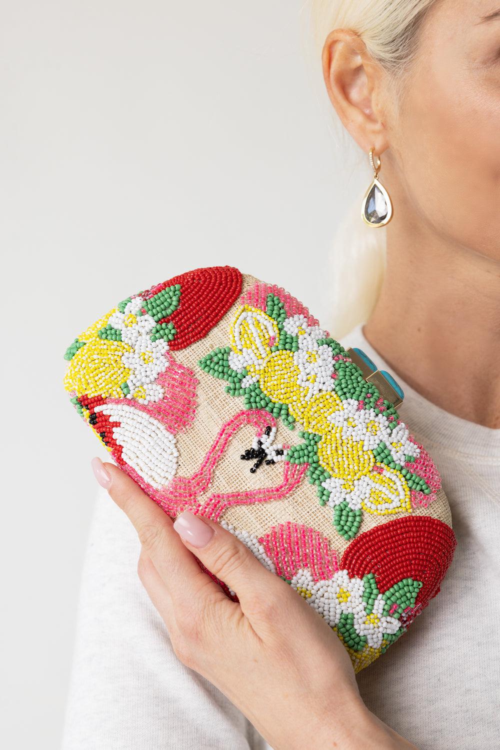 MIA FLAMINGO BEADED CLUTCH - Image 3