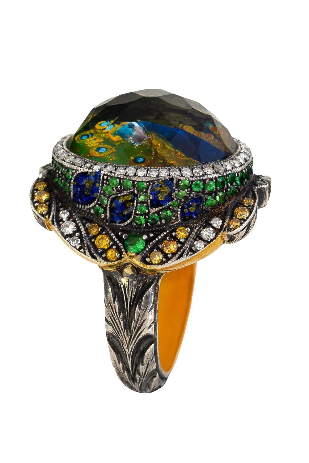 Amethyst Diamond Peacock Ring
