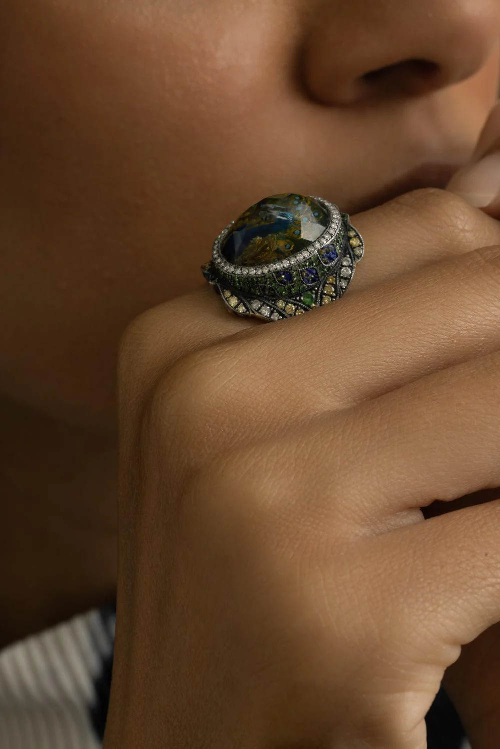 Amethyst Diamond Peacock Ring - Image 3
