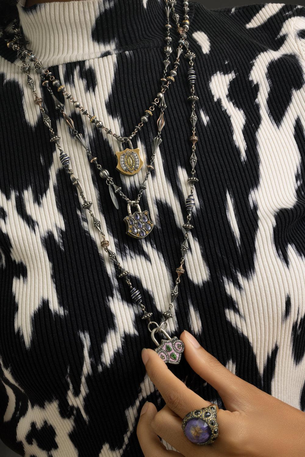Black Diamond Fancy Finial Open Chain Necklace - Image 4