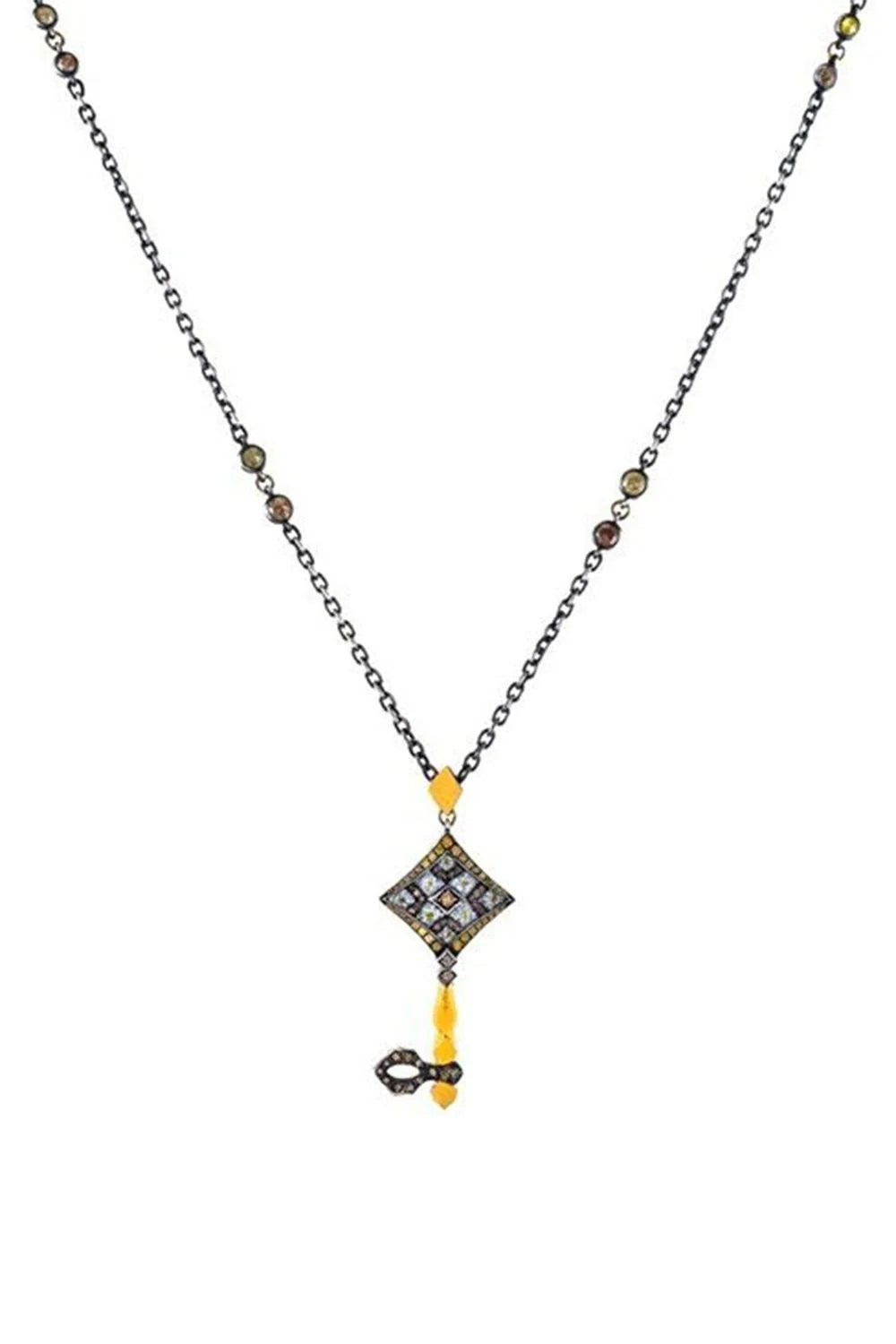 Brown Yellow Diamond Key Necklace