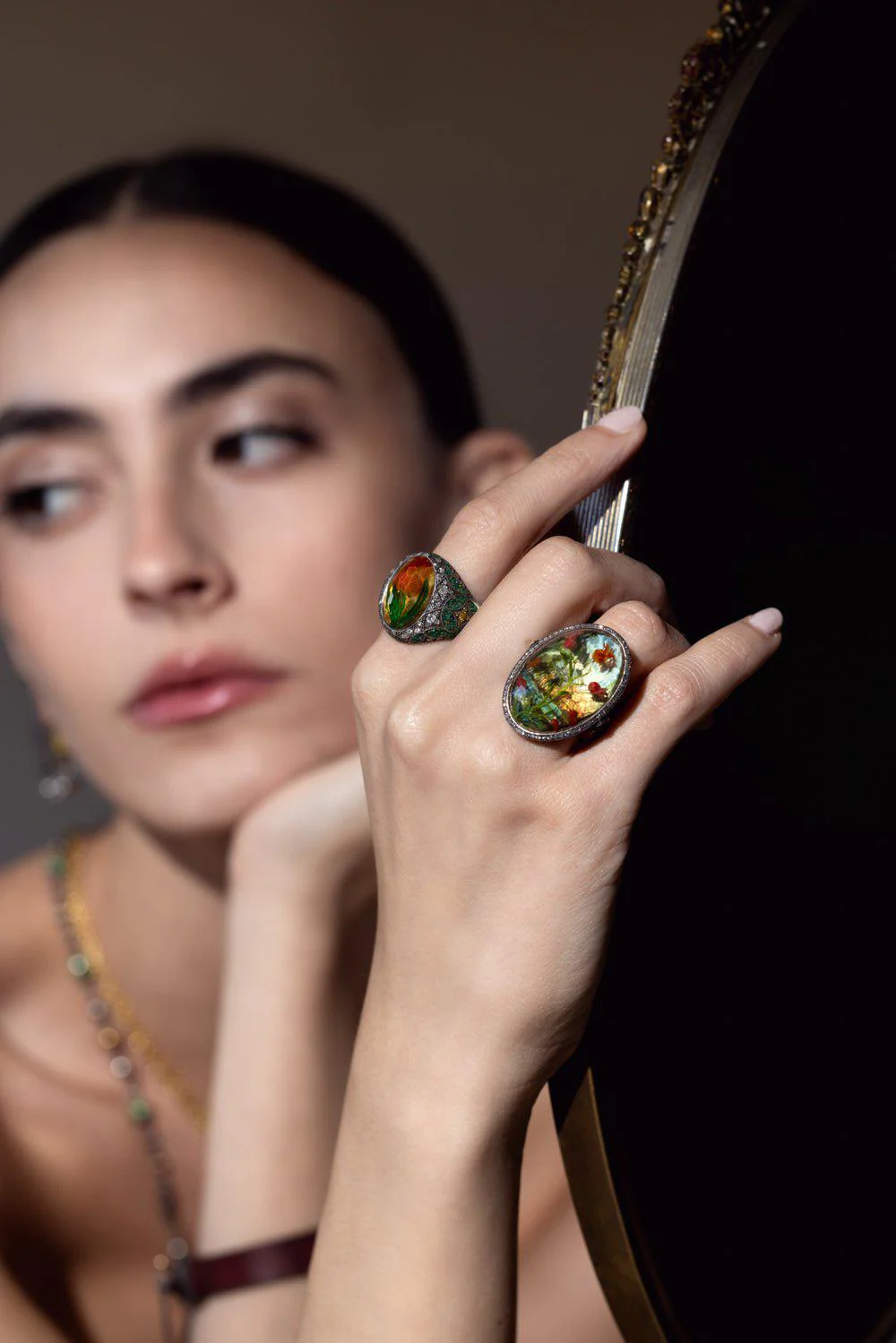 Carved Citrine Tulip Micro Mosaic Ring - Image 3