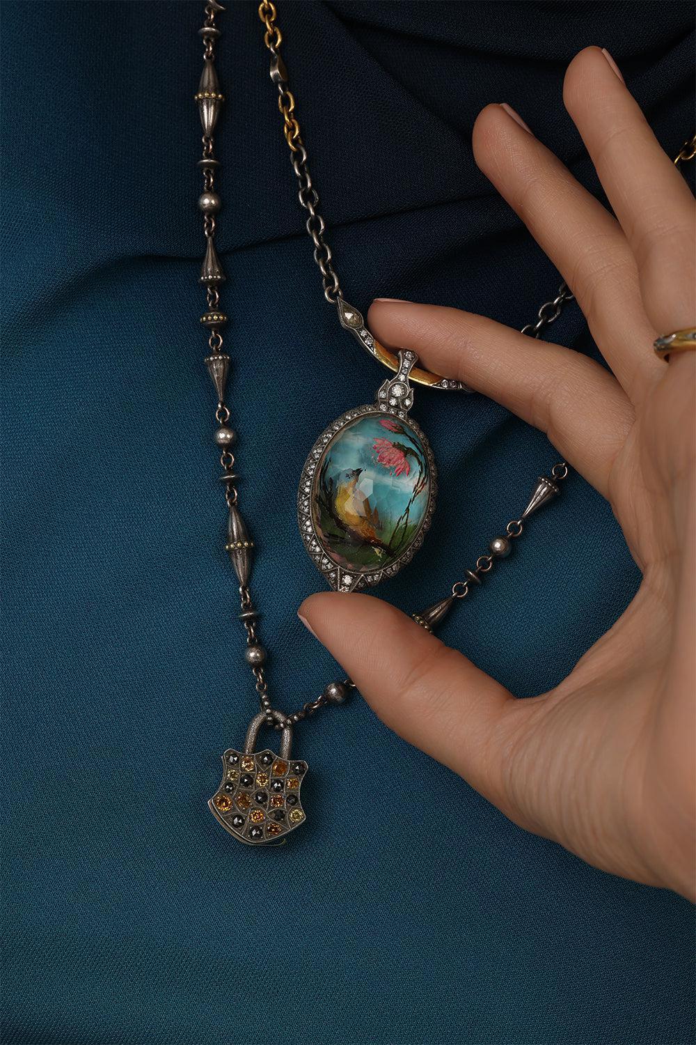 Carved Quartz Bird Necklace - Image 2