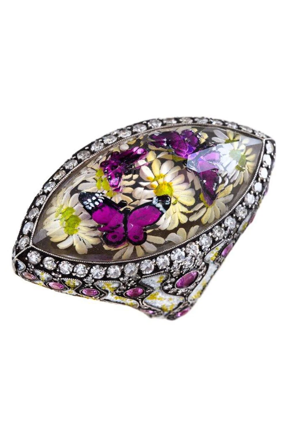 Carved Rock Quartz Butterfly Ring