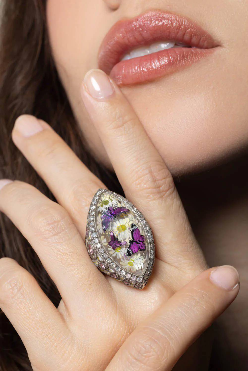 Carved Rock Quartz Butterfly Ring - Image 5