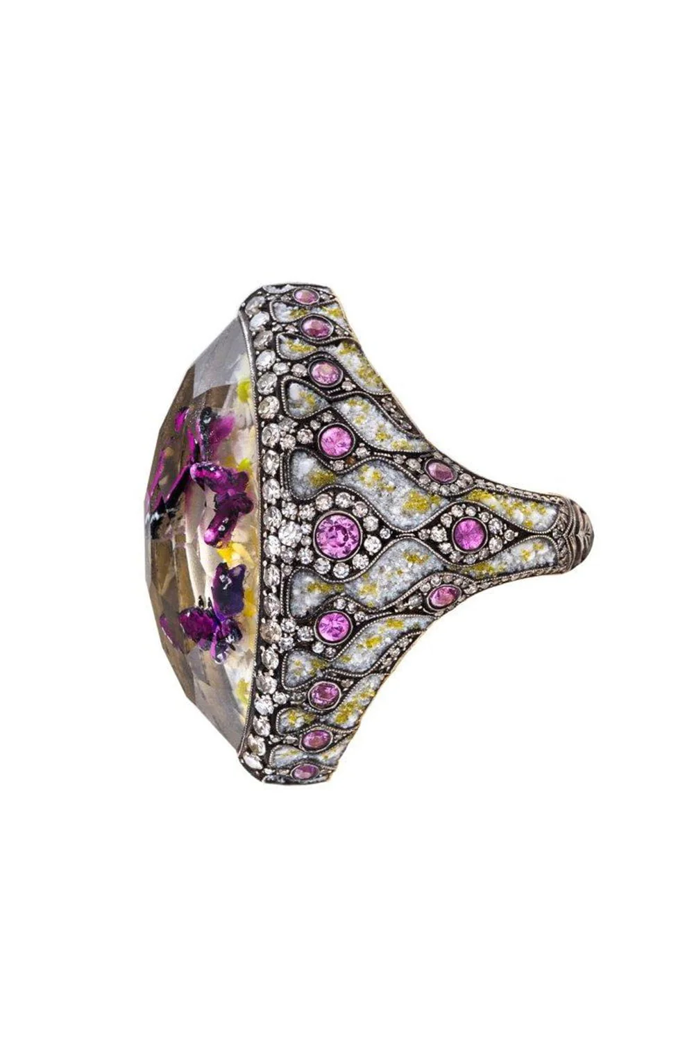 Carved Rock Quartz Butterfly Ring - Image 6