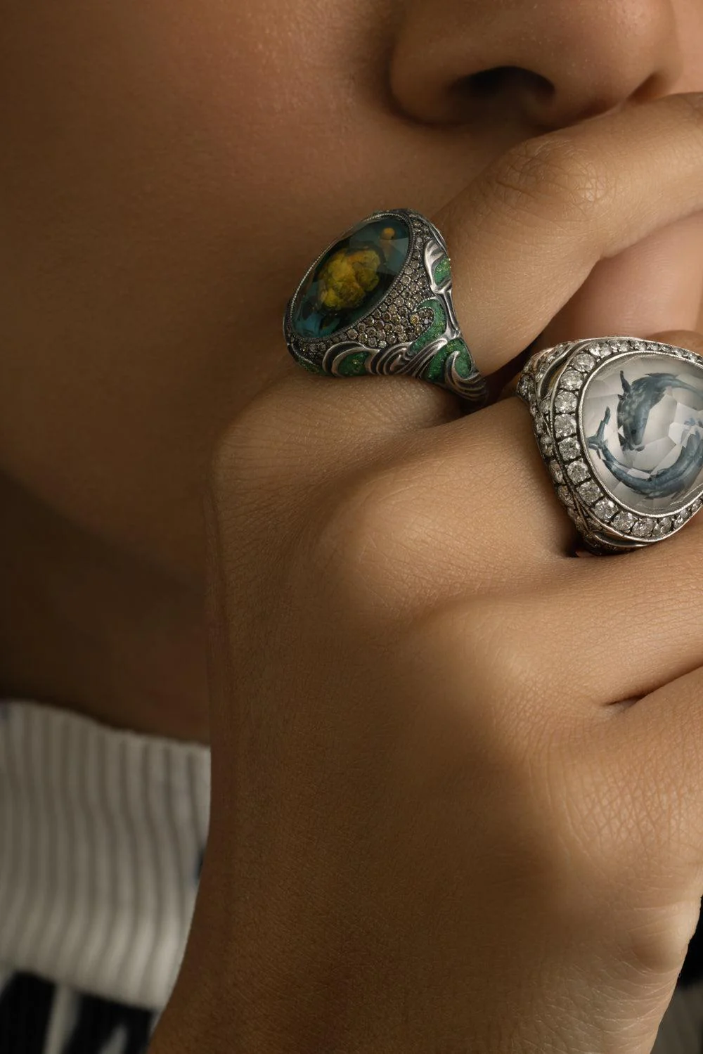 Diamond Carved Turtle Ring - Image 3