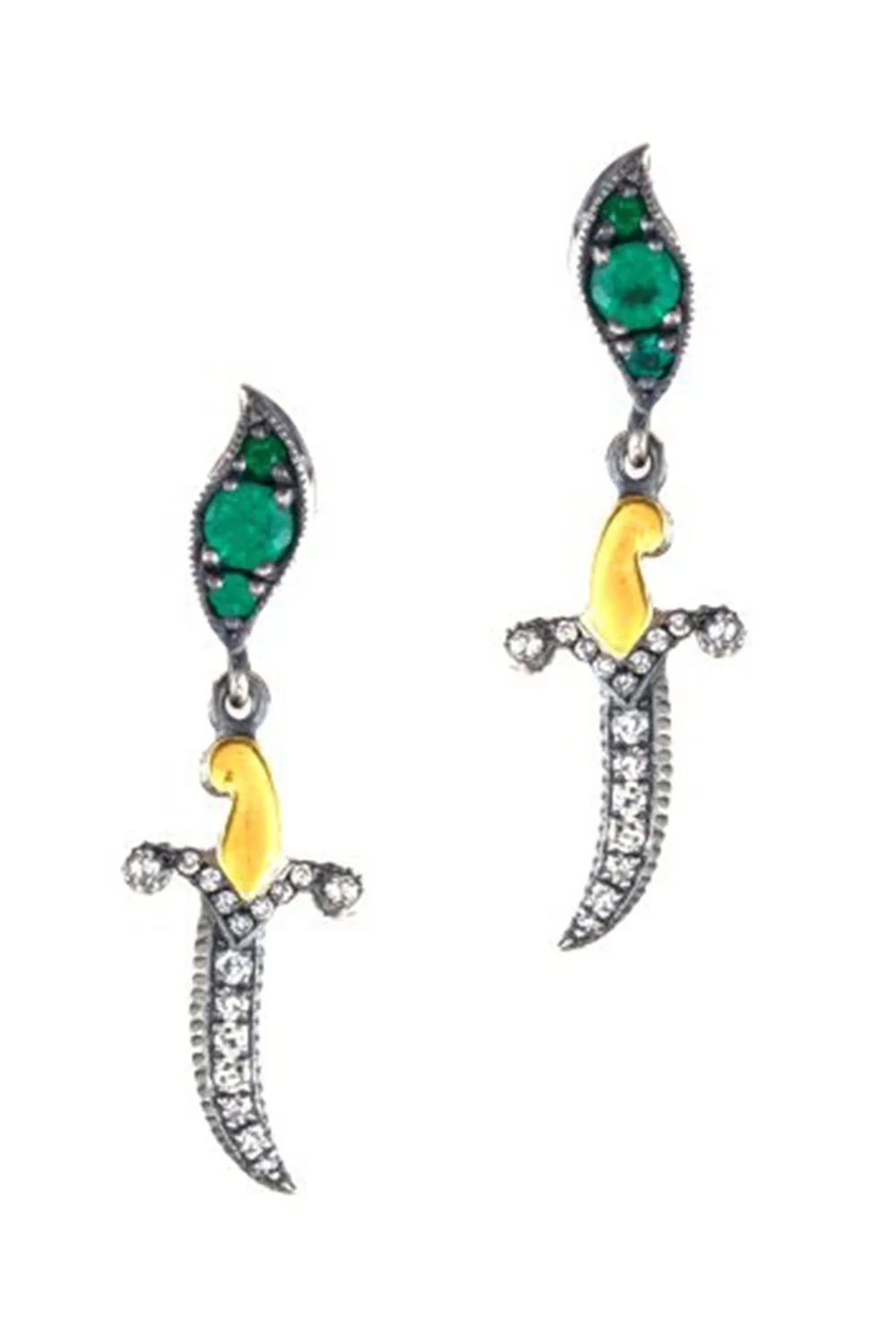 Emerald Dagger Drop Earrings