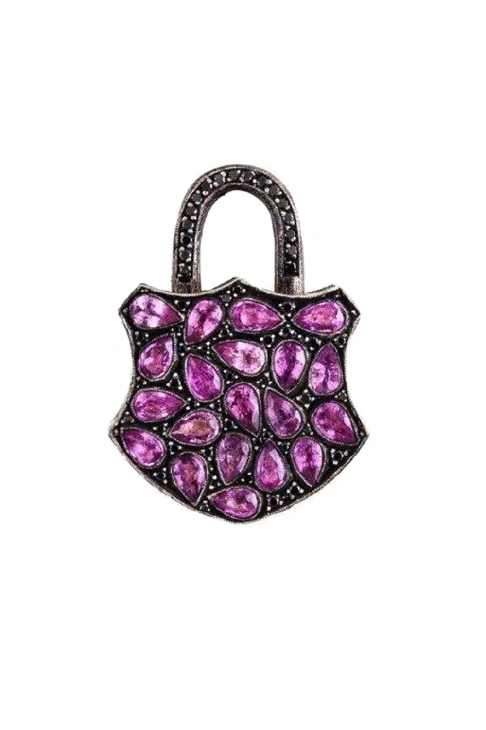 Large Pink Sapphire Padlock Pendant