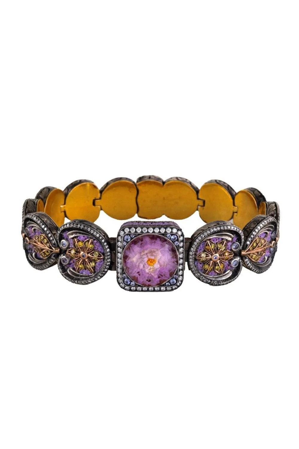 Lavender Mosaic Garden Eden Cuff Bracelet